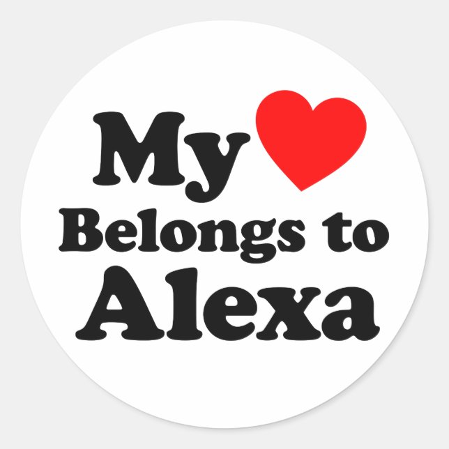 Pegatina Redonda Mi corazón pertenece a Alexa (Anverso)