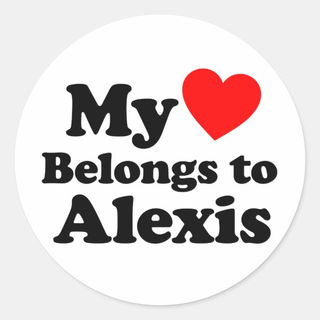 Pegatina Redonda Mi corazón pertenece a Alexis (Anverso)