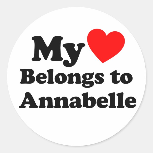 Pegatina Redonda Mi corazón pertenece a Annabelle (Anverso)