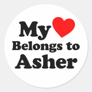 Pegatina Redonda Mi corazón pertenece a Asher