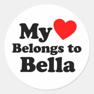 Pegatina Redonda Mi corazón pertenece a Bella