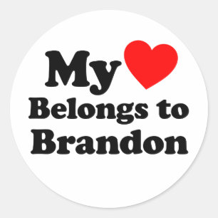 Pegatina Redonda Mi corazón pertenece a Brandon