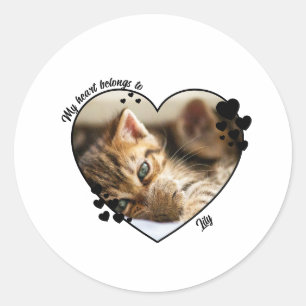 Pegatina Redonda Mi corazón pertenece a camiseta personalizada de g