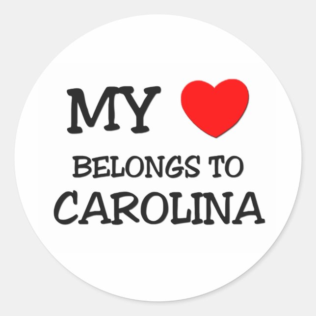 Pegatina Redonda Mi Corazón Pertenece A CAROLINA (Anverso)