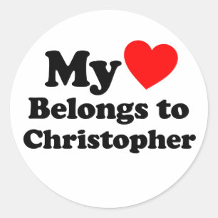 Pegatina Redonda Mi corazón pertenece a Christopher