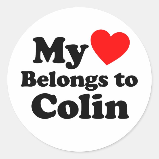 Pegatina Redonda Mi corazón pertenece a Colin (Anverso)