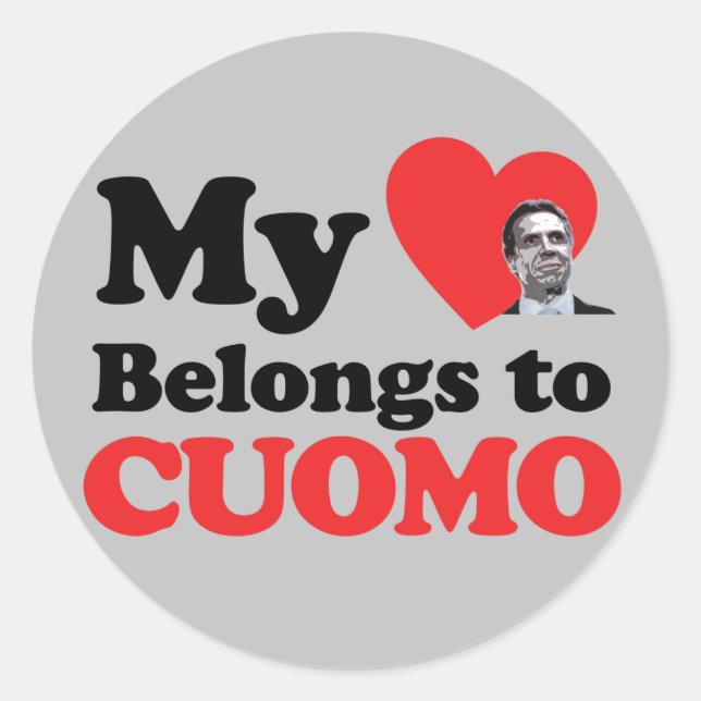 Pegatina Redonda Mi corazón pertenece a Cuomo (Anverso)