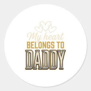 Pegatina Redonda Mi corazón pertenece a Daddy Camiseta de tipografí