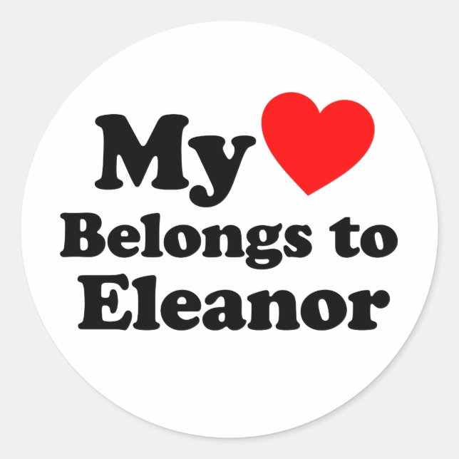 Pegatina Redonda Mi corazón pertenece a Eleanor (Anverso)