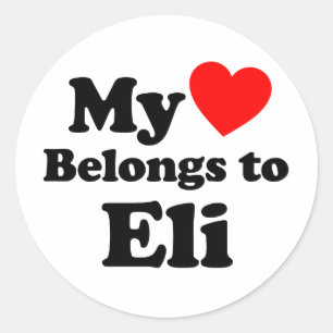 Pegatina Redonda Mi corazón pertenece a Eli