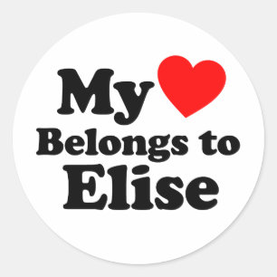 Pegatina Redonda Mi corazón pertenece a Elise