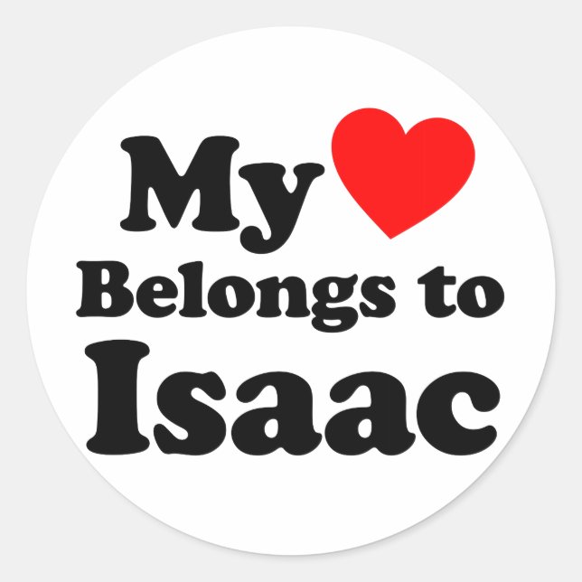 Pegatina Redonda Mi corazón pertenece a Isaac (Anverso)