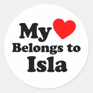 Pegatina Redonda Mi corazón pertenece a Isla