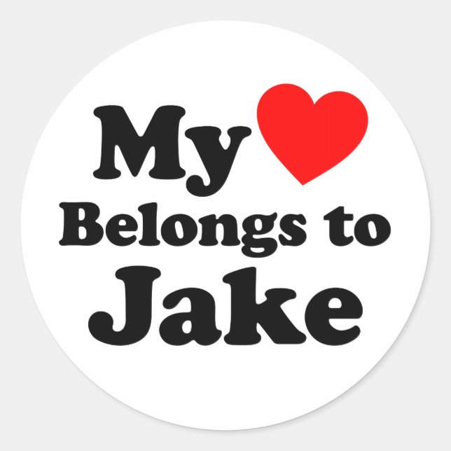 Pegatina Redonda Mi corazón pertenece a Jake (Anverso)