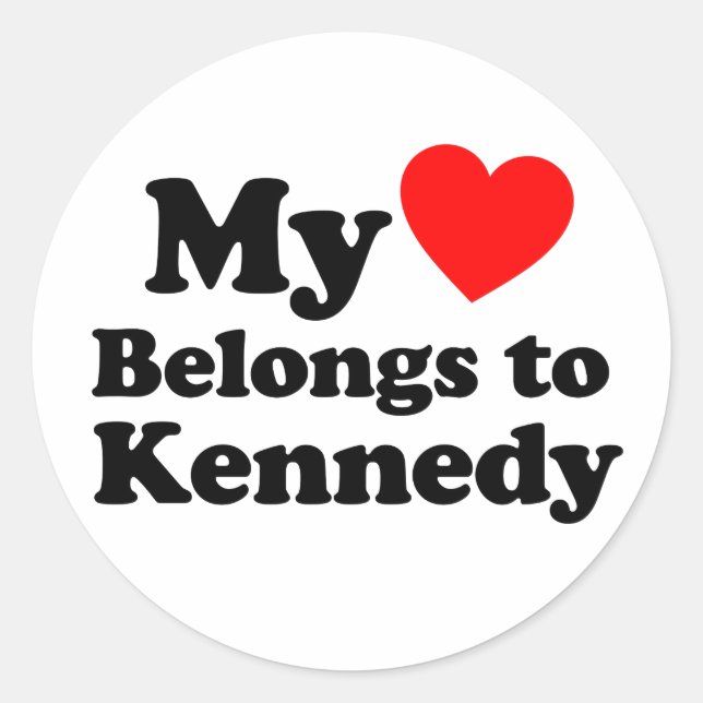 Pegatina Redonda Mi corazón pertenece a Kennedy (Anverso)