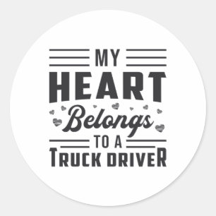 Pegatina Redonda Mi corazón pertenece a la esposa de un camionero