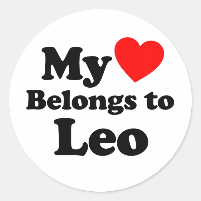 Pegatina Redonda Mi corazón pertenece a Leo (Anverso)