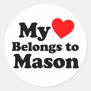 Pegatina Redonda Mi corazón pertenece a Mason