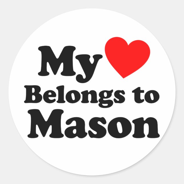 Pegatina Redonda Mi corazón pertenece a Mason (Anverso)