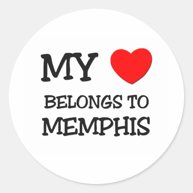 Pegatina Redonda Mi corazón pertenece a MEMPHIS (Anverso)