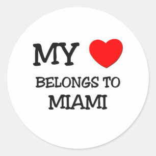 Pegatina Redonda Mi corazón pertenece a MIAMI