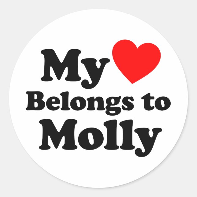 Pegatina Redonda Mi corazón pertenece a Molly (Anverso)
