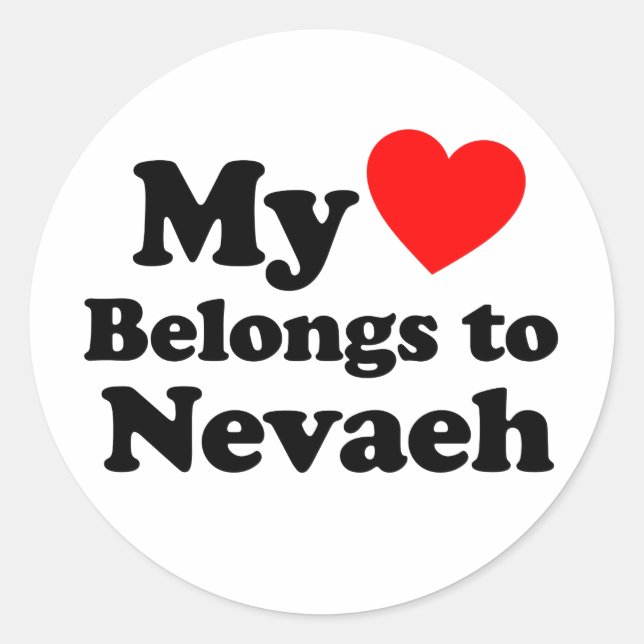 Pegatina Redonda Mi corazón pertenece a Nevaeh (Anverso)