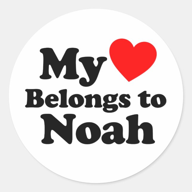 Pegatina Redonda Mi corazón pertenece a Noah (Anverso)