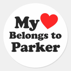 Pegatina Redonda Mi corazón pertenece a Parker