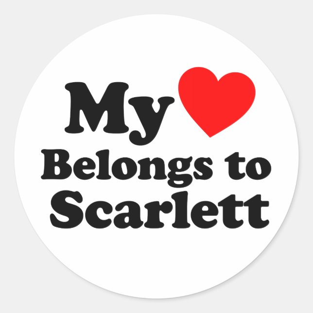 Pegatina Redonda Mi corazón pertenece a Scarlett (Anverso)
