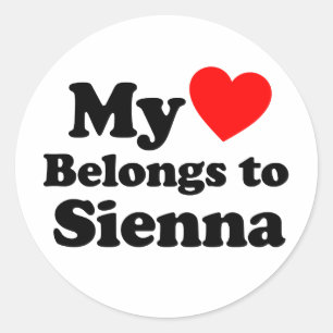 Pegatina Redonda Mi corazón pertenece a Siena