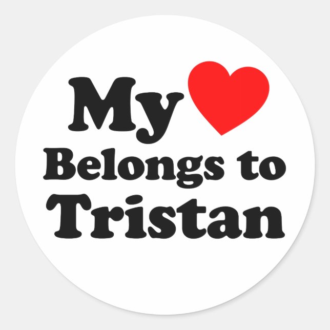 Pegatina Redonda Mi corazón pertenece a Tristán (Anverso)