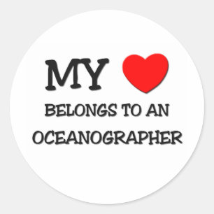Pegatina Redonda Mi Corazón Pertenece A Un OCEANOGRAFÍA