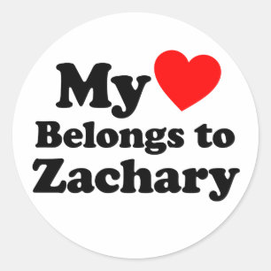 Pegatina Redonda Mi corazón pertenece a Zachary