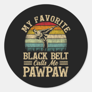 Pegatina Redonda Mi correa negra favorita me llama "Pawpaw" el día 
