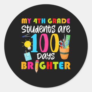 Pegatina Redonda Mi cuarto grado de estudiantes es 100 días más div