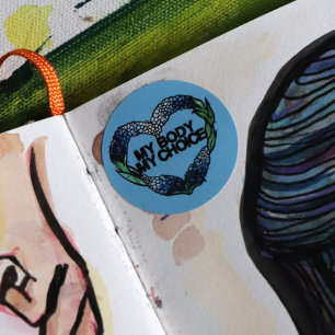 Pegatina Redonda Mi cuerpo Mi elección Feminista Pro-elección