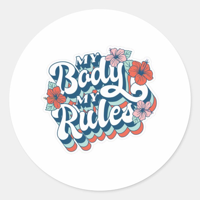 Pegatina Redonda Mi cuerpo mis reglas (Anverso)