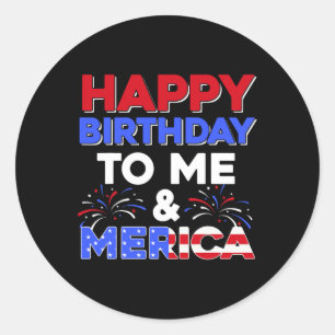 Pegatina Redonda Mi cumpleaños, 4 de julio, Día de la Independencia