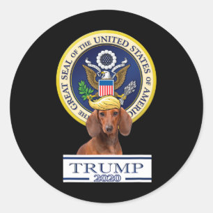 Pegatina Redonda Mi Dachshund por Trump