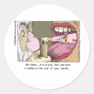 Pegatina Redonda Mi dentista judío regalos divertidos tazas camiset