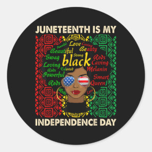 Pegatina Redonda Mi Día de la Independencia Mujeres Negras Afro Mel