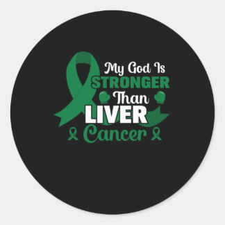 Pegatina Redonda mi dios es más fuerte que el cáncer de hígado