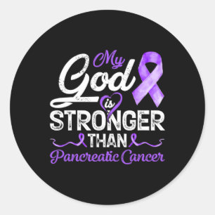 Pegatina Redonda Mi Dios Es Más Fuerte Que El Cáncer De Mama Pancre