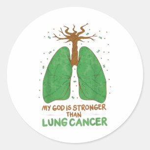 Pegatina Redonda Mi Dios Es Más Fuerte Que El Cáncer De Pulmón