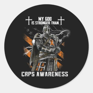 Pegatina Redonda Mi Dios Es Más Fuerte Que La Conciencia Del Crps
