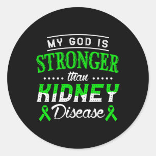 Pegatina Redonda Mi Dios Es Más Fuerte Que La Enfermedad Renal