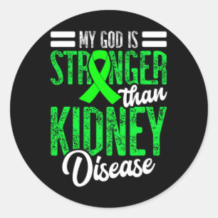 Pegatina Redonda Mi Dios Es Más Fuerte Que La Enfermedad Renal Por