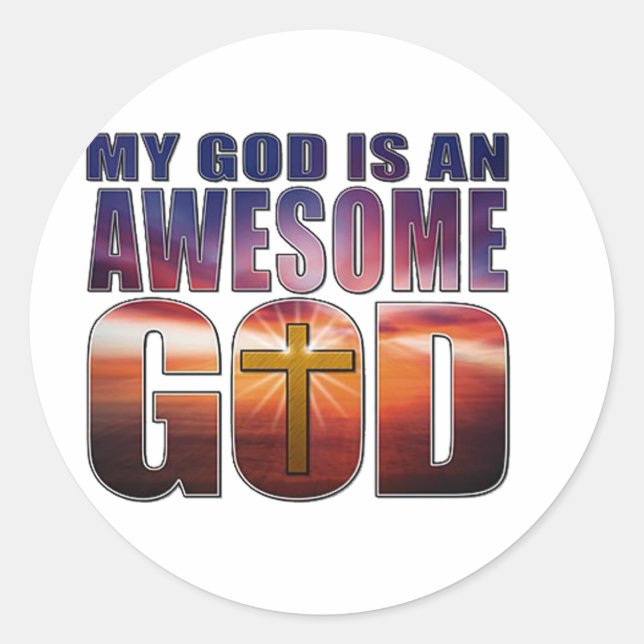 Pegatina Redonda Mi Dios es un DIOS INCREÍBLE (Anverso)