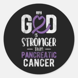 Pegatina Redonda Mi Dios Más Fuerte Que La Conciencia Pancreática S